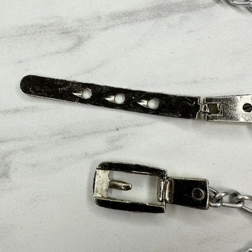 Silver Tone Metal Chain Link Belt Small Minimalist ✨